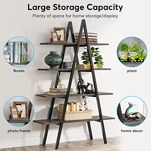 4-Tier A-Shaped Ladder Bookshelf with Open Shelves T590