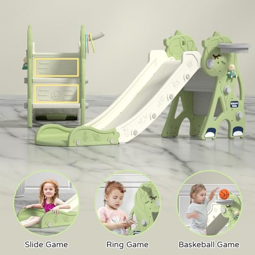 Unicorn Toddler Slide with Basketball Hoop for Ages 1-3 J49909