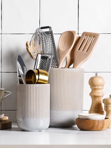 Ceramic Utensil Holder for Countertop, Set of 2 U5049