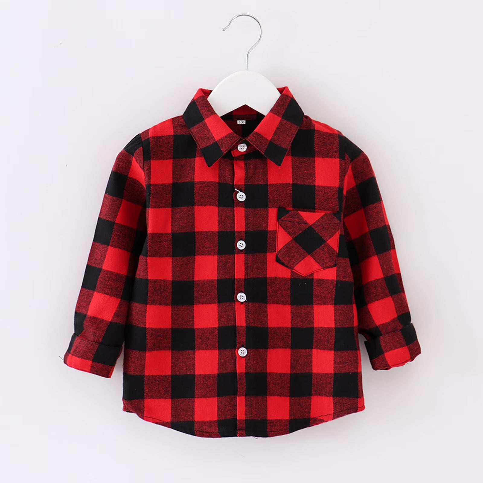 Boys Hoodies And Sweatshirts Autumn Winter Kids Flannel Jacket Plaid Long Sleeve Lapel Button Down Coat Tops Daily-Wear