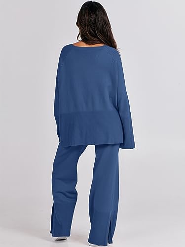 Women's 2 Piece Knit Sweater Set with Wide Leg Pants S675