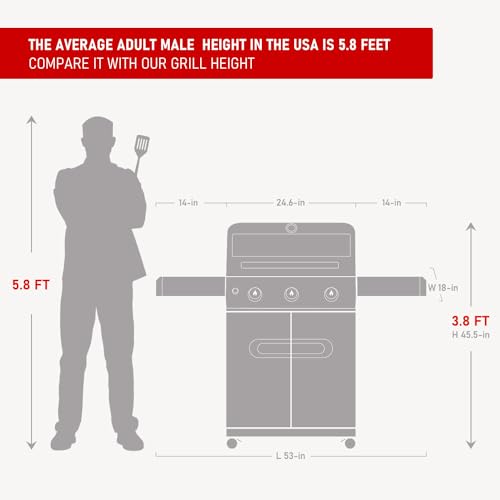 Stainless Steel 3 Burner Propane Gas Grill with Side Burner U8169