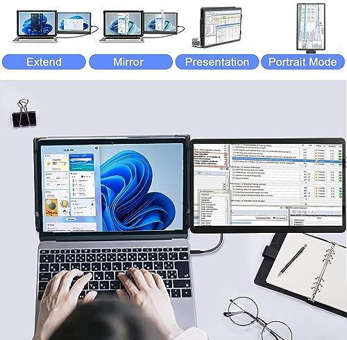 Portable Laptop Monitor 14 inch, 360° Rotatable Dual Screen H611