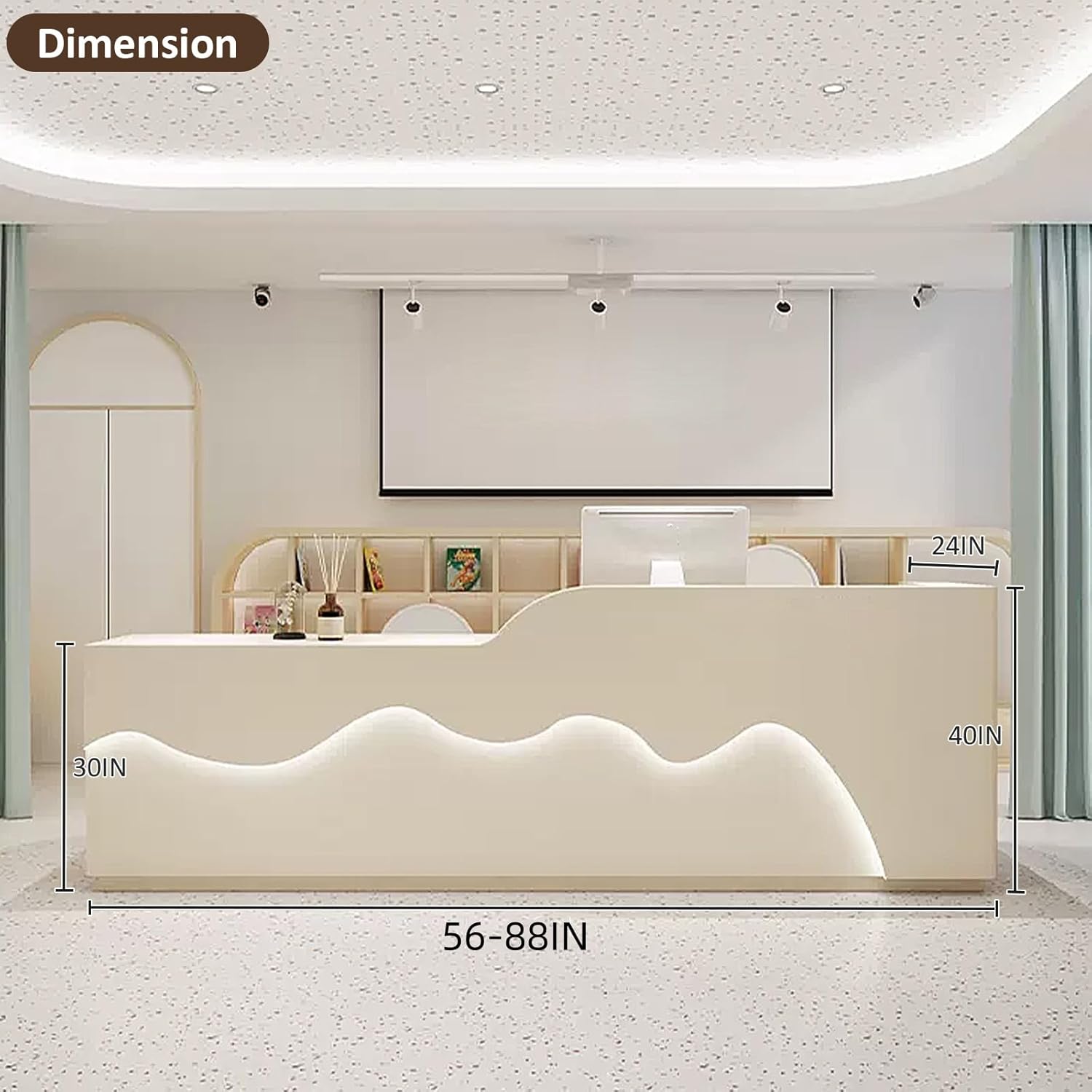 Reception Desk with LED Light, Lockers and Storage Shelves X155433