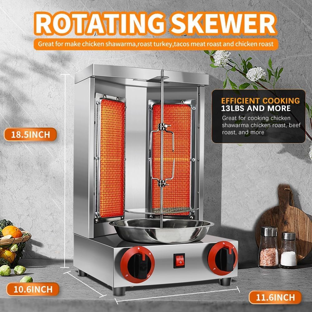 Gas Vertical Doner Kebab Machine with 2 Burner and Meat Catch Pan Y28708