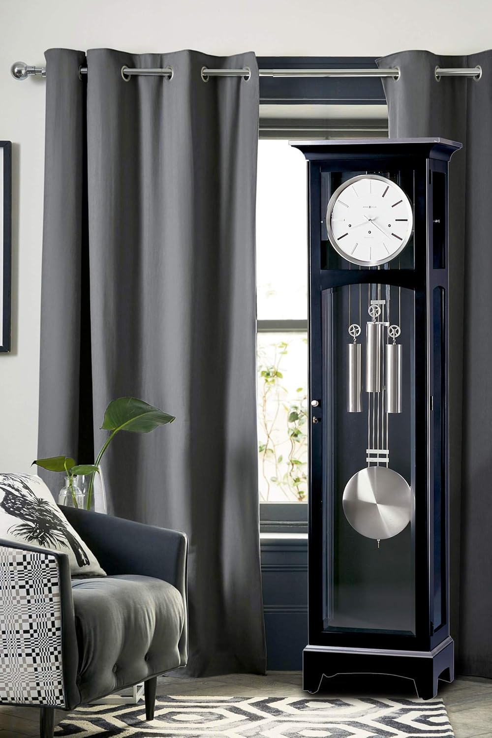 Floor Clock, Black Satin Finish E4495