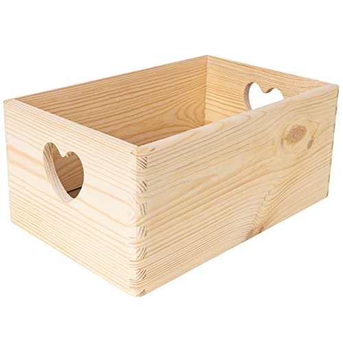 Large Black Wooden Crate Nesting Crate Handles | 11.8 x 7.87 x 5.51 in | Large Display Storage Box Multi-Craft Caddy Nesting Crate | Natural Wood Rustic Plain | Country Decor