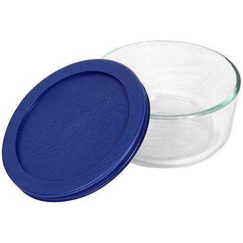 1 Cup Round Storage Dish with Blue Lid, 6-Pack G506