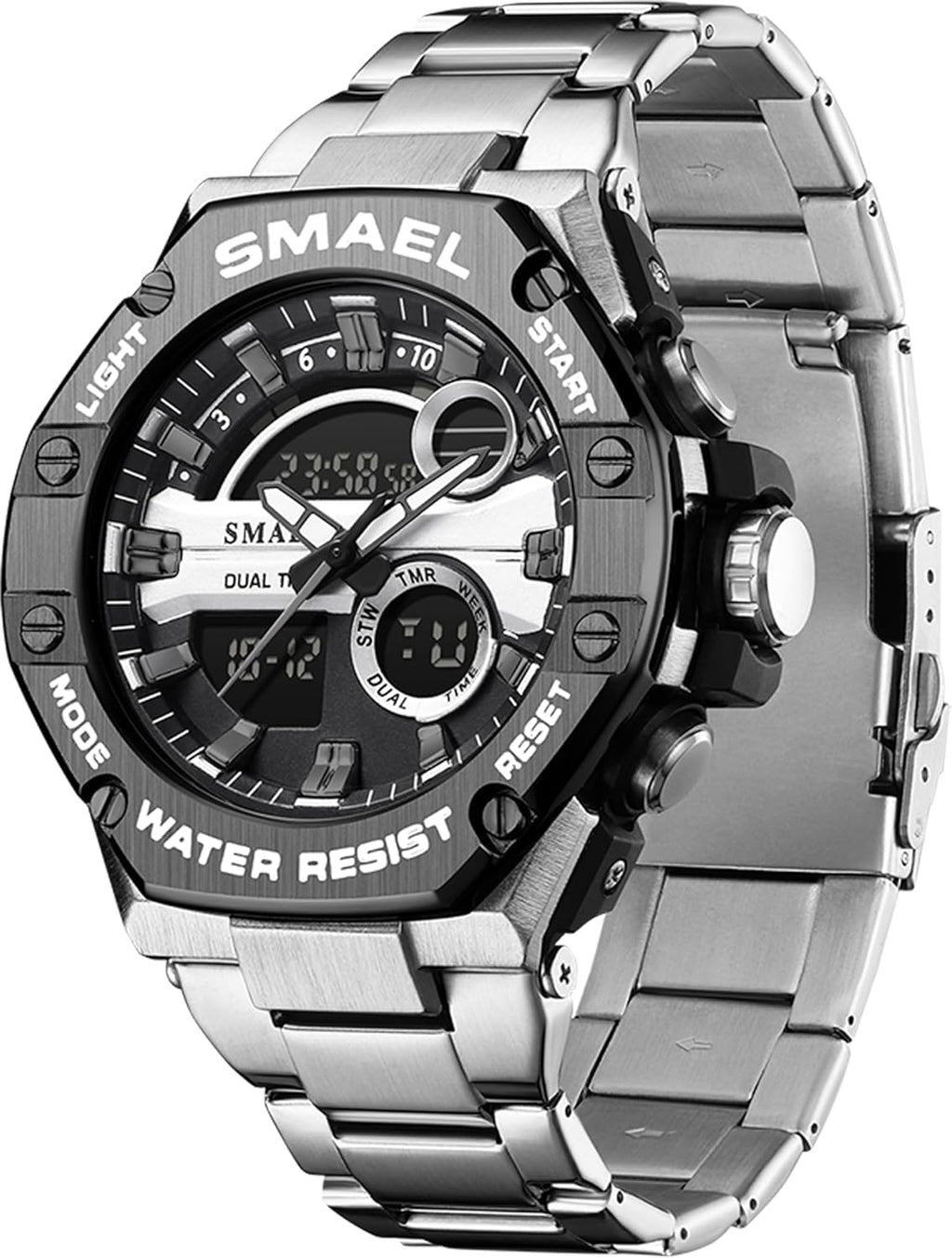 Men's Watch Digital Analog Watches Waterproof Military Tactical Sports Wrist Watch Outdoor Stainless Steel Wristwatch Led Luminous Stopwatch Alarm