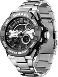 Men's Watch Digital Analog Watches Waterproof Military Tactical Sports Wrist Watch Outdoor Stainless Steel Wristwatch Led Luminous Stopwatch Alarm