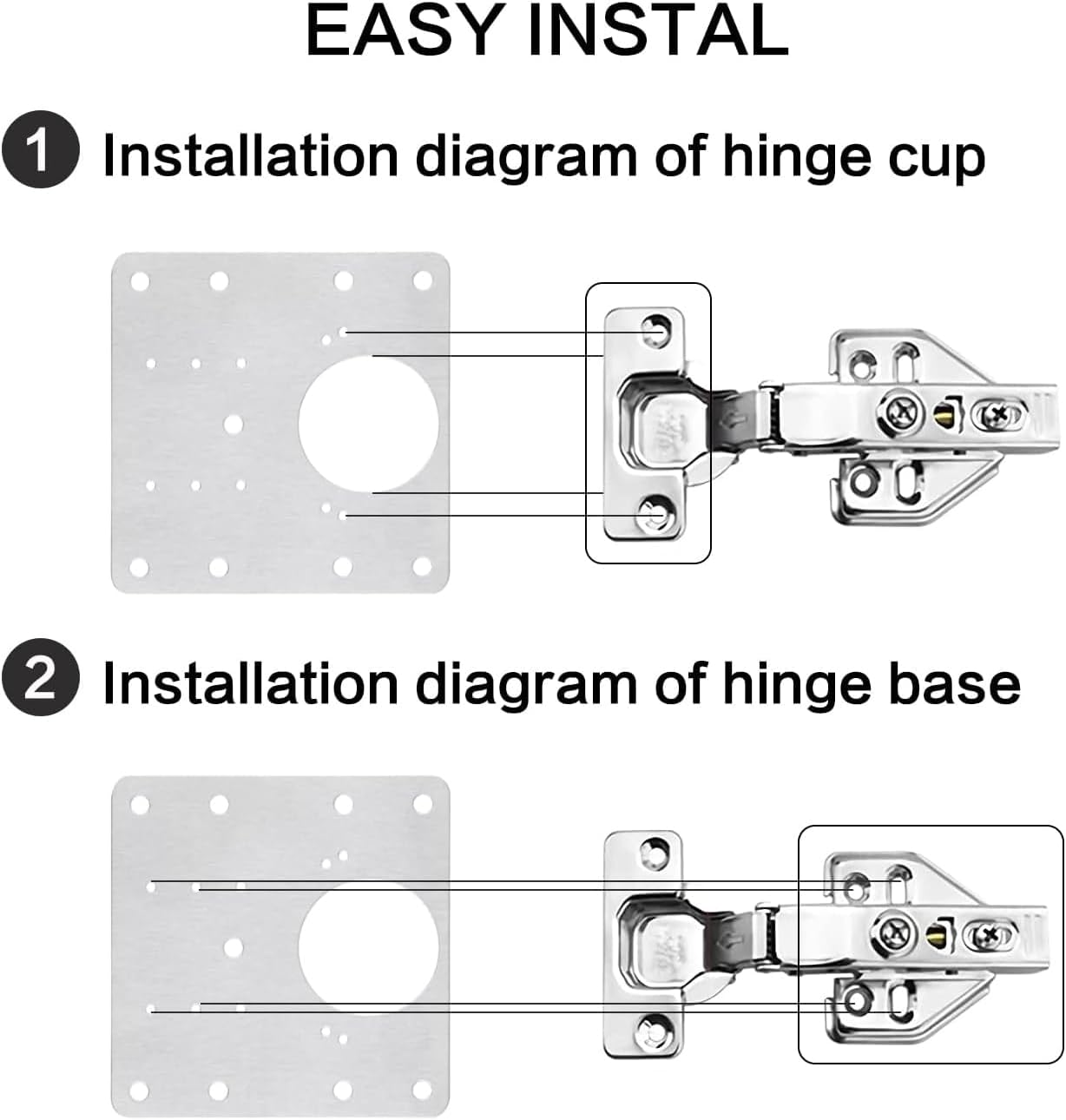 Hinge Repair Plate Kit, Stainless Steel with Mounting Screws S816