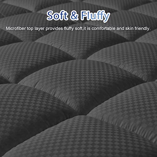 Quilted Fitted Twin XL Mattress Pad, Cooling Breathable, White D29575