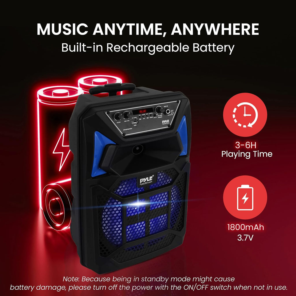 Portable Bluetooth PA Speaker System with Microphone, Party Lights, MP3/USB/SD, FM Radio, Rolling Wheels M5624
