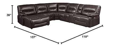 Modular Reclining Sectional Sofa with Right Side Chaise, Brown O36762