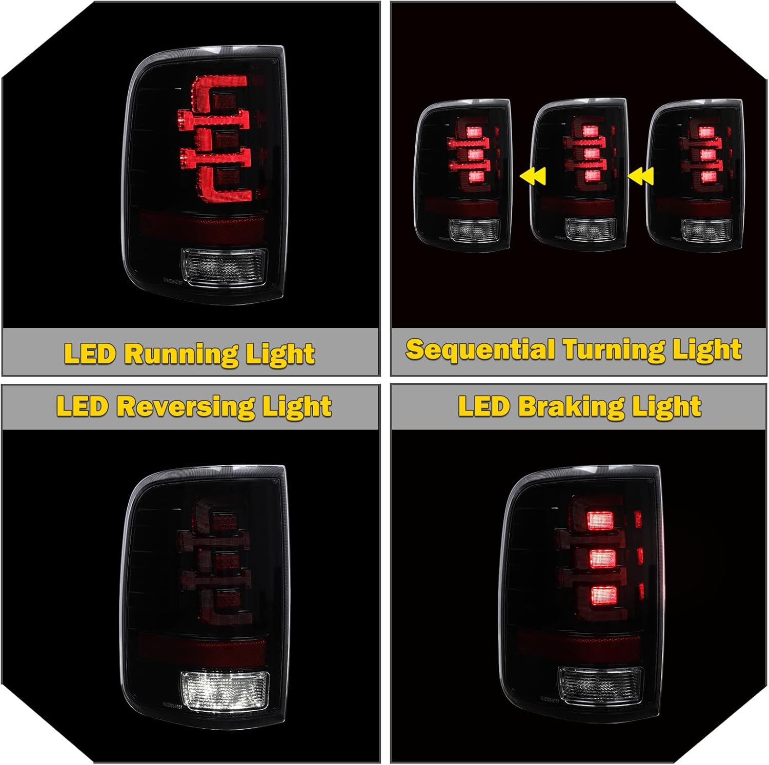 LED Taillights for 2004-2008 Ford F-150 Styleside, Sequential Turn Signal, Black Smoke Lens, 1 Pair K781403