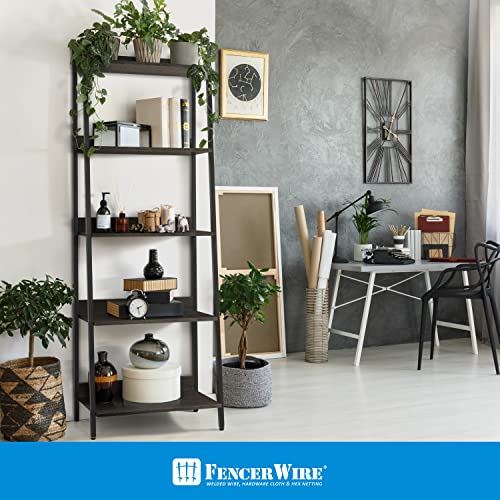 5 Tier Ladder Bookshelf, 24 Inch Wide, Freestanding Bookcase for Home Office, Living Room, Kitchen F694
