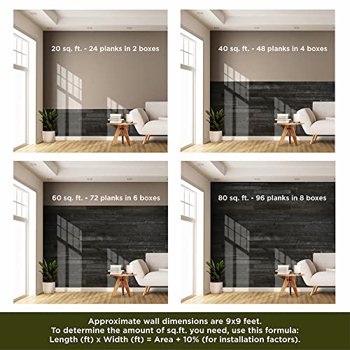 Reclaimed Wood Planks for Wall - Set of 12 Barnwood Boards, 32 x 4 x 0.3 Inch E893959