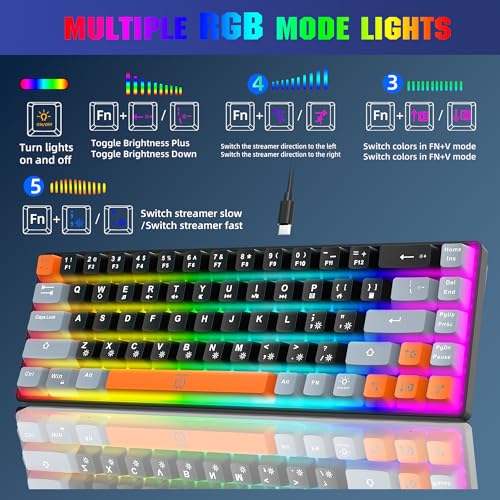 Gaming Keyboard, Compact RGB Backlit, 68 Keys I366674