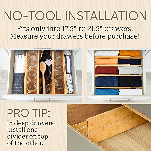 Bamboo expandable drawer dividers for clothes, kitchen, and bathroom B551