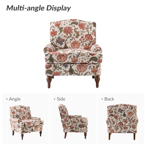 Modern Upholstered Accent Chair with Retro Wood Legs and Removable Cushion V632