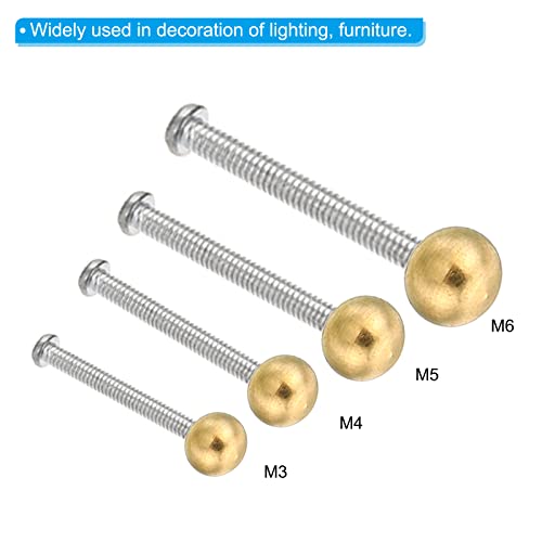 M6x1 Thread Cap Nuts Knob, 5 Pack Brass Ball Lamp Decoration Screw Caps Nut D393