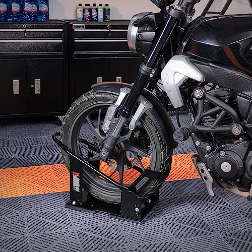 Motorcycle Wheel Chock, 1800 lbs Capacity, Heavy-Duty Steel Front Wheel Stand with 3 Adjustable Holes, for 15"-21" Motorcycles L517786