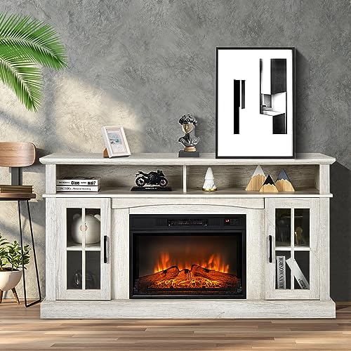 Electric Fireplace TV Stand for TVs Up to 65 Inches, 1400W Heater with Remote Control J165