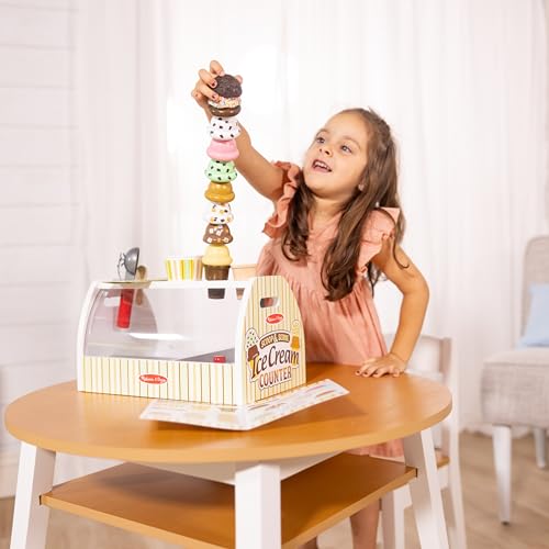 Wooden Scoop and Serve Ice Cream Counter Play Set for Kids X216422