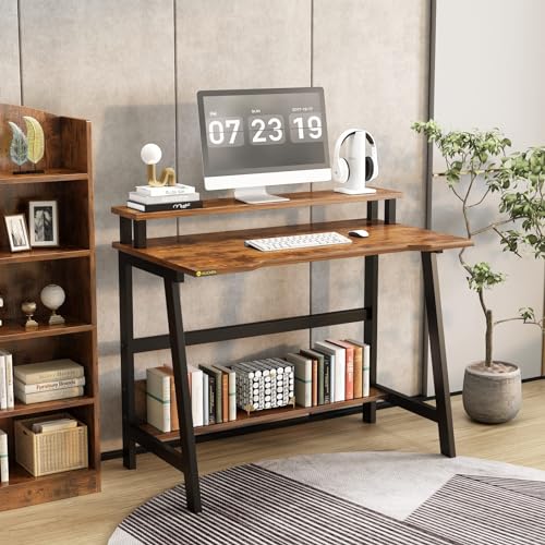 Compact Desk with Monitor Stand for Small Spaces U2180