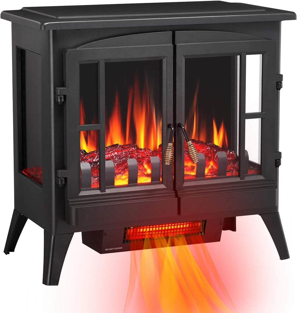 Antarctic Star 3D Infrared Electric Fireplace Stove, Freestanding Fireplace Heater Adjustable Brightness,Portable,Thermostat,Overheating Protection,ETL Certified,1000W/1500W(23) Inch