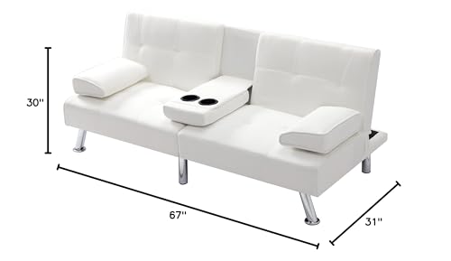 Convertible Folding Sofa Bed with Detachable Armrests, Beige Q796