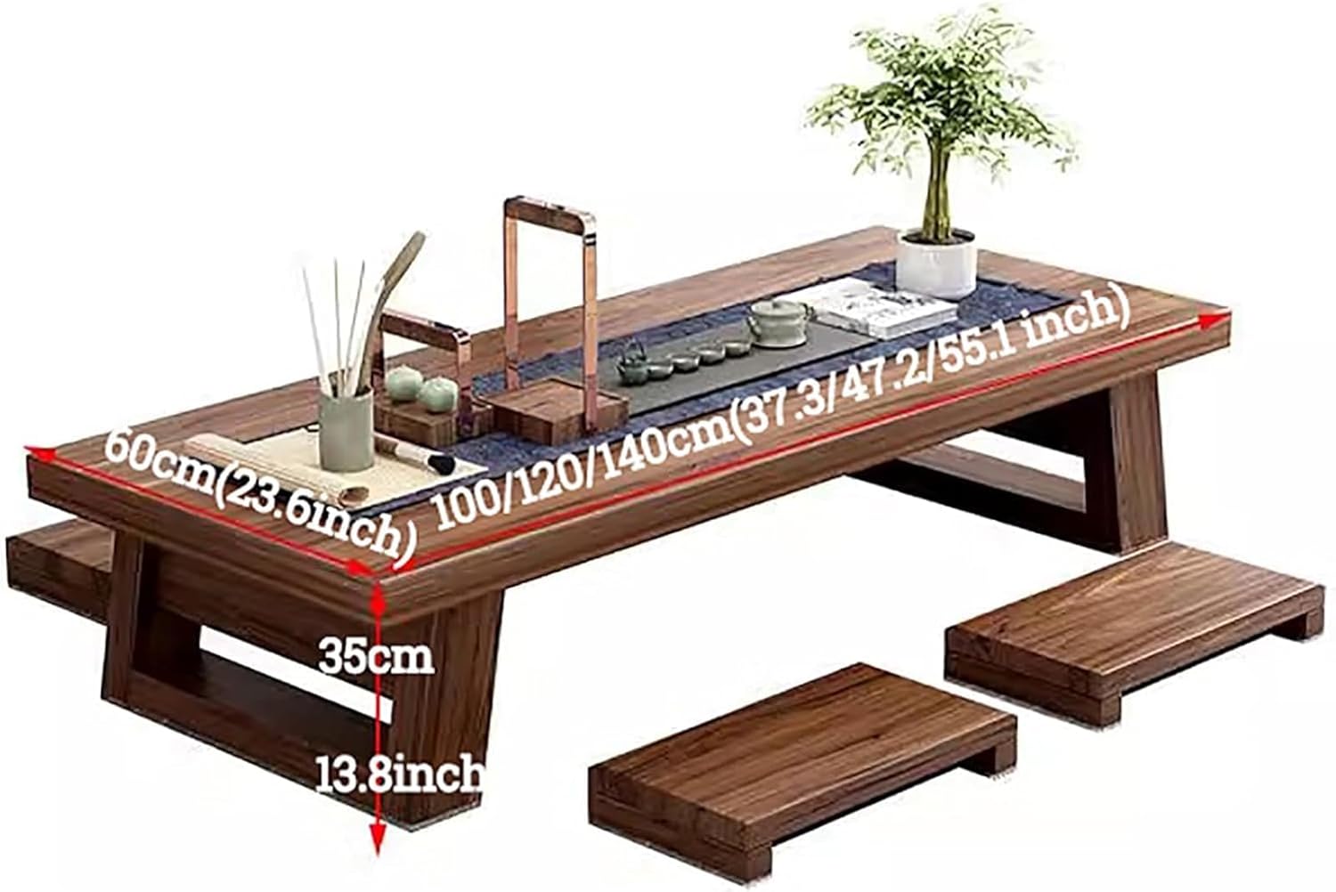Japanese-Style Solid Wood Low Table for Floor Sitting Dining B850