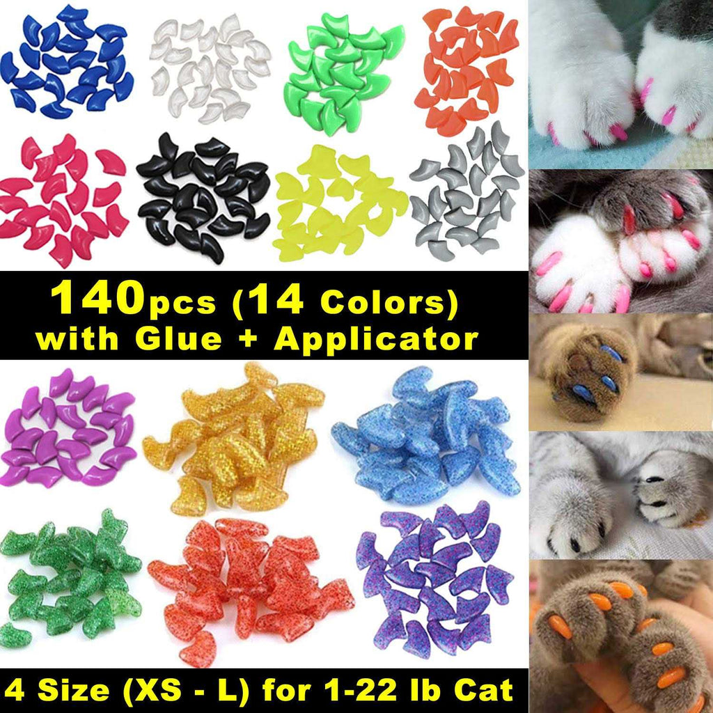Cat Nail Caps Soft Claws Covers with Glue and Applicators Medium Y395