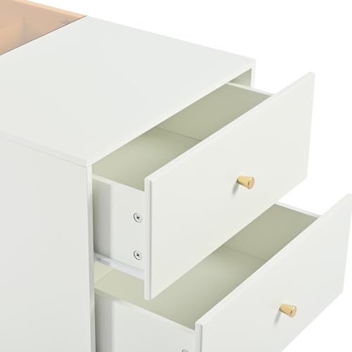 Bedroom Wardrobe Armoire with Glass Display Shelf and 6 Drawers Y5450