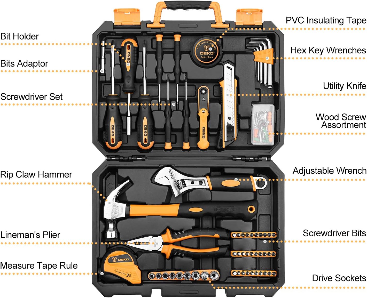 100 Piece Home Repair Tool Set with Plastic Tool Box P227760