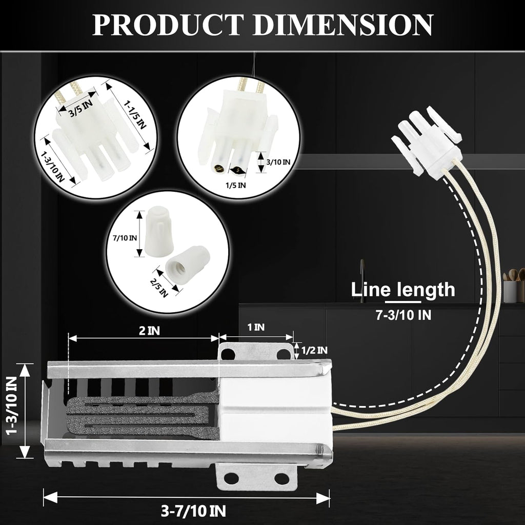 Gas Range Oven Flat Igniter with Connector Plug T301