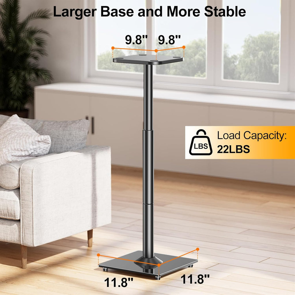 Universal Speaker Stands Height Adjustable 28-37.4 inches, Pair for Bookshelf and Studio Speakers up to 22 lbs Q618