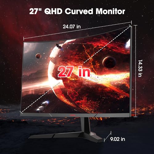 27 inch QHD 180Hz Curved Gaming Monitor, 1ms AdaptiveSync, VESA Compatible, HDR10 Z18960
