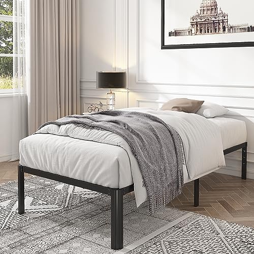 Twin Size Platform Bed Frame, 18 Inch Heavy Duty Steel Frame Y17163