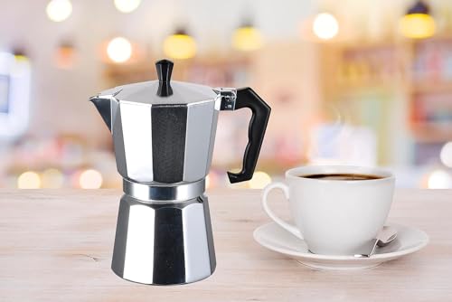 Moka Pot Stovetop Espresso Maker, 3 Cup, Silver Y781389