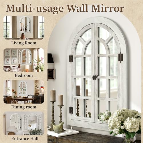 Arched Wall Mirror Wood Frame for Bedroom Living Room P83646