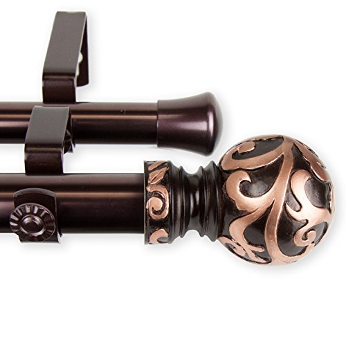 1" Cypress Double Curtain Rod, 160-240", Gold F998536
