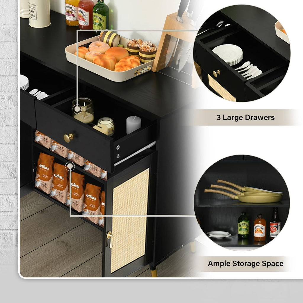 Rattan Sideboard Cabinet with 4 Doors and 2 Drawers D4887