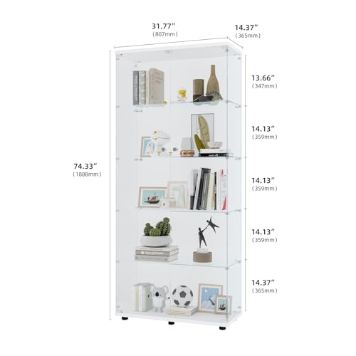 Glass Display Cabinet with Double Door Locks, Floor Standing S449087