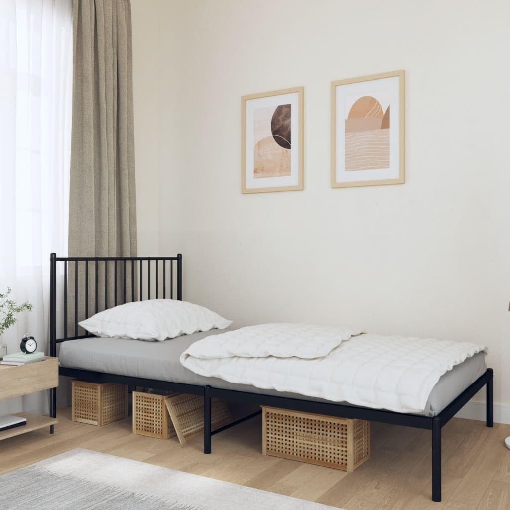 Metal Bed Frame with Headboard Black R845