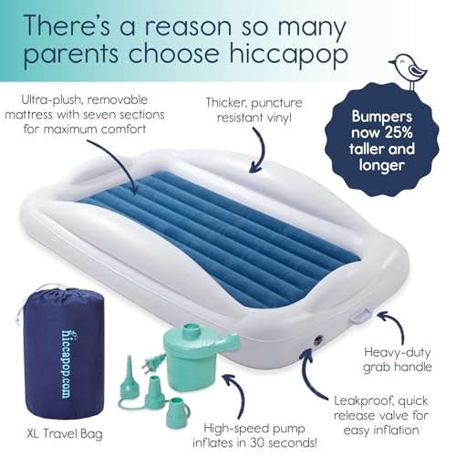 Inflatable Toddler Travel Bed with Safety Bumpers, Portable Air Mattress for Kids C59869