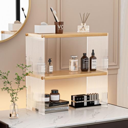 Acrylic Desktop Organizer with Wood Shelf X79705