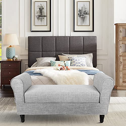 Button Tufted Storage Bench with Arms for Bedroom Entryway S34327