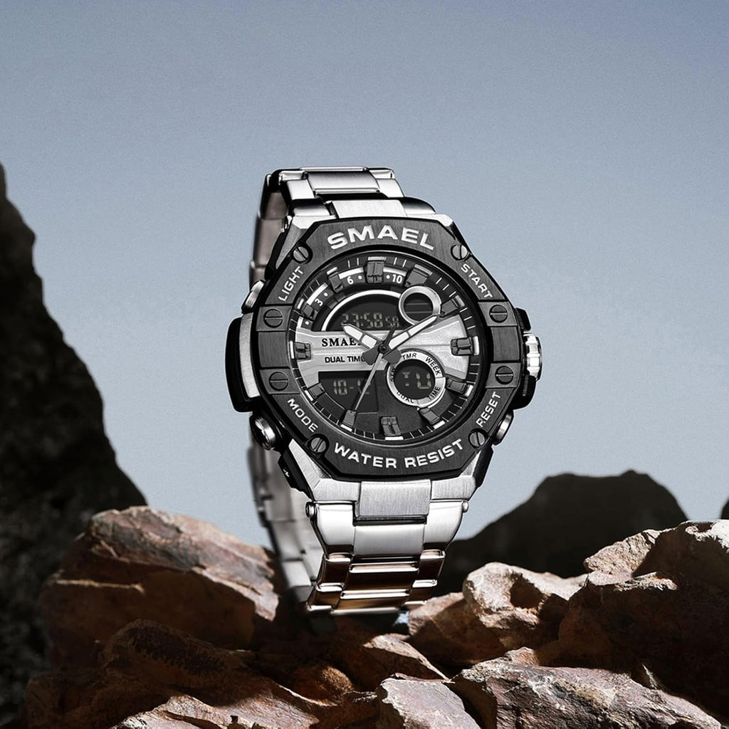 Men's Digital Analog Military Sports Watch Waterproof Stainless Steel A719827