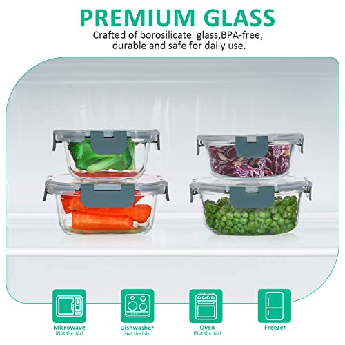 24 Pieces Glass Food Storage Containers Set with Airtight Lids, Stackable, Freezer to Oven Safe N8598